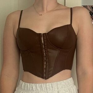 Brown Lether Corset Top